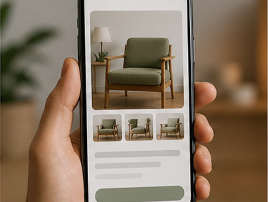 Smartphone mit fertig vorbereitetem Verkaufsinserat